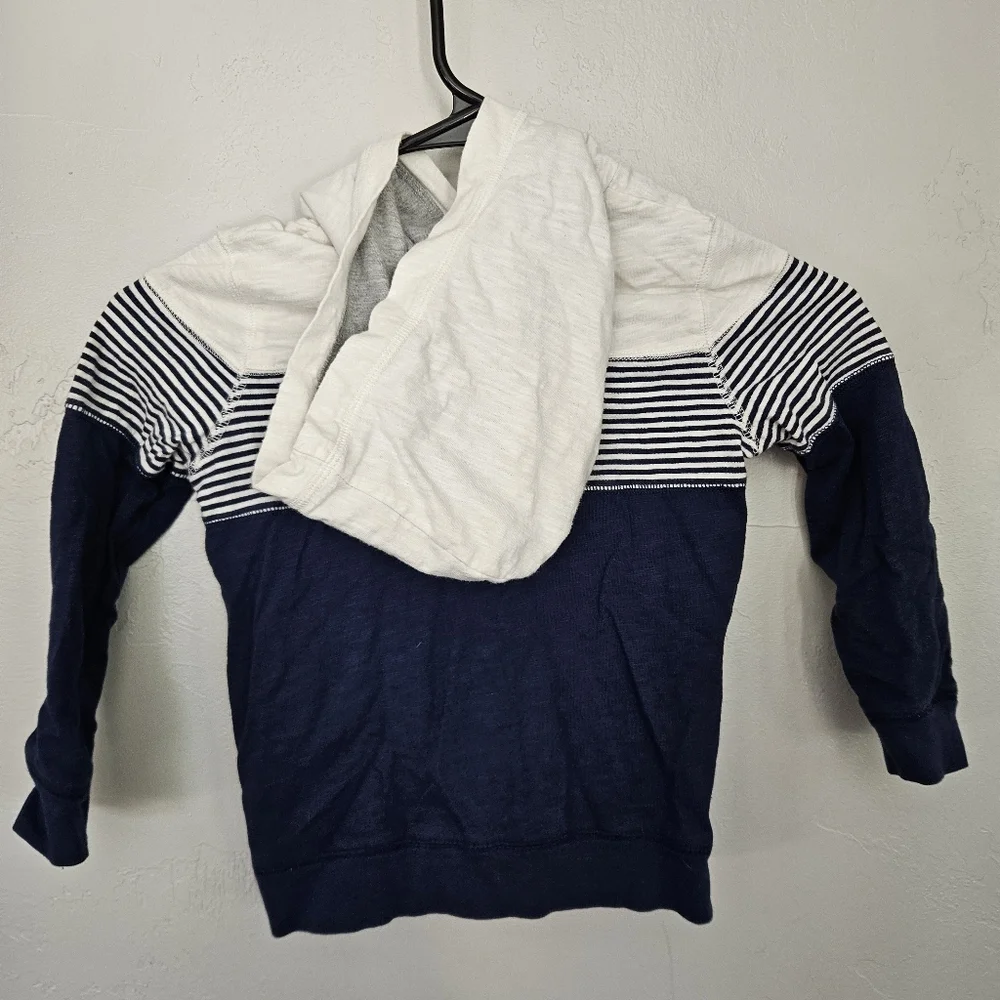 OshKosh B'gosh Toddler Boys 5T Hoodie in Navy White Stripes Long Sleeve Shirt
